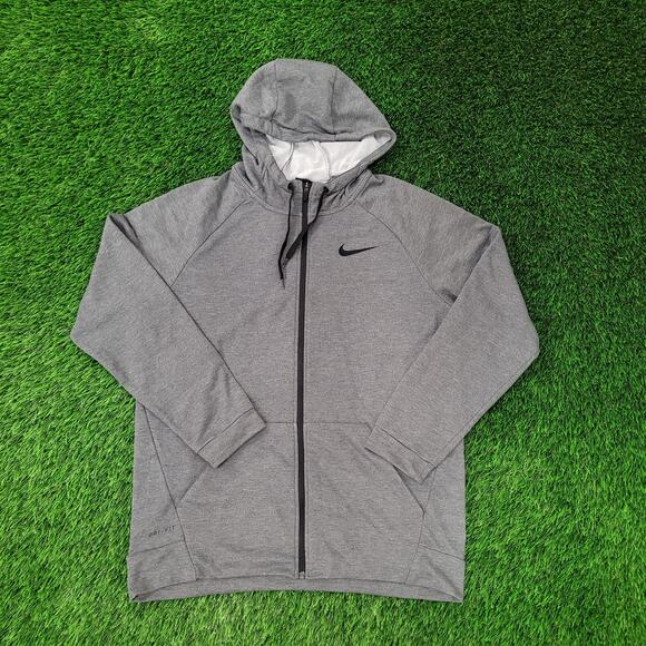 NIKE Dri-Fit Training Zip Hoodie M/L 22x28 Swoosh Embroidered Tech-Fleece - Picture 1 of 16